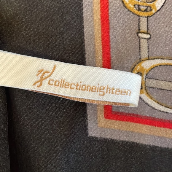 COLLECTION EIGHTEEN multi color black edge SQUARE scarf / shawl - Picture 10 of 12